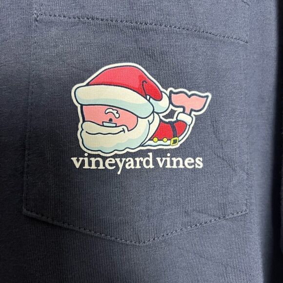 Vineyard Vines Blue Merry Christmas Santa 100% Cotton Long Sleeve Shirt Size S - Picture 4 of 6
